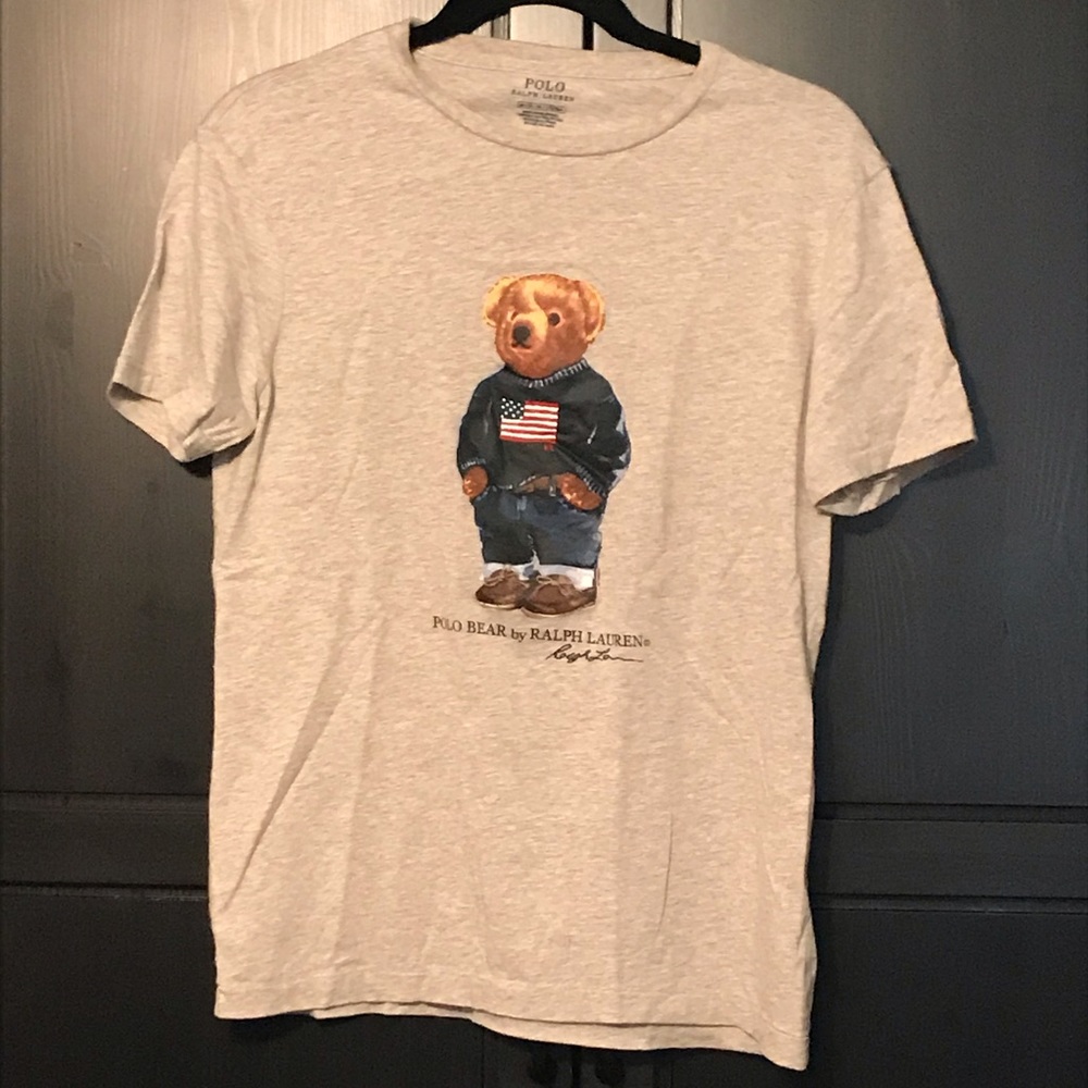 RALPH LAUREN Men’s Polo Bear Grey Tee Size Medium